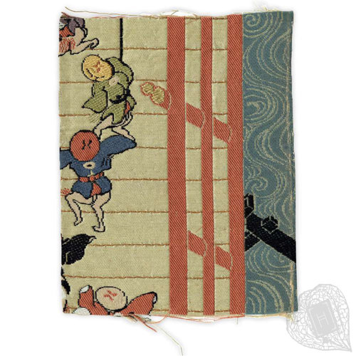 A fragment of fabric depicting a bird's-eye view An embroidered fabric fragment