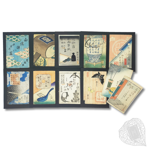 Collection of gōkan envelopes Woodblock-printed envelopes for serial novels