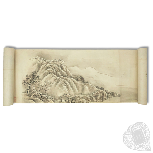 Hittatsu Sensei Bokumyō (Exquisite Paintings by Teacher Hittatsu A beautiful hand-painted scroll, with a postscript by Suzuki Fuyō