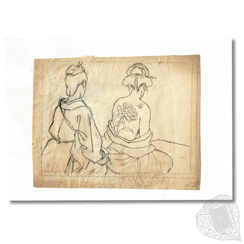 Draft illustrations for Onna Irezumi-shi (The Woman Tattoo Artist) Draft illustrations for a serialised story of a woman tattoo artist