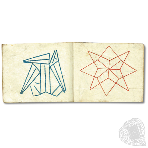 Untitled book of hand-sewn amulets Sewn protection crests for children