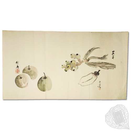 [Untitled painting with three fruit studies] Three fruit studies associated with Shibata Zeshin's circle